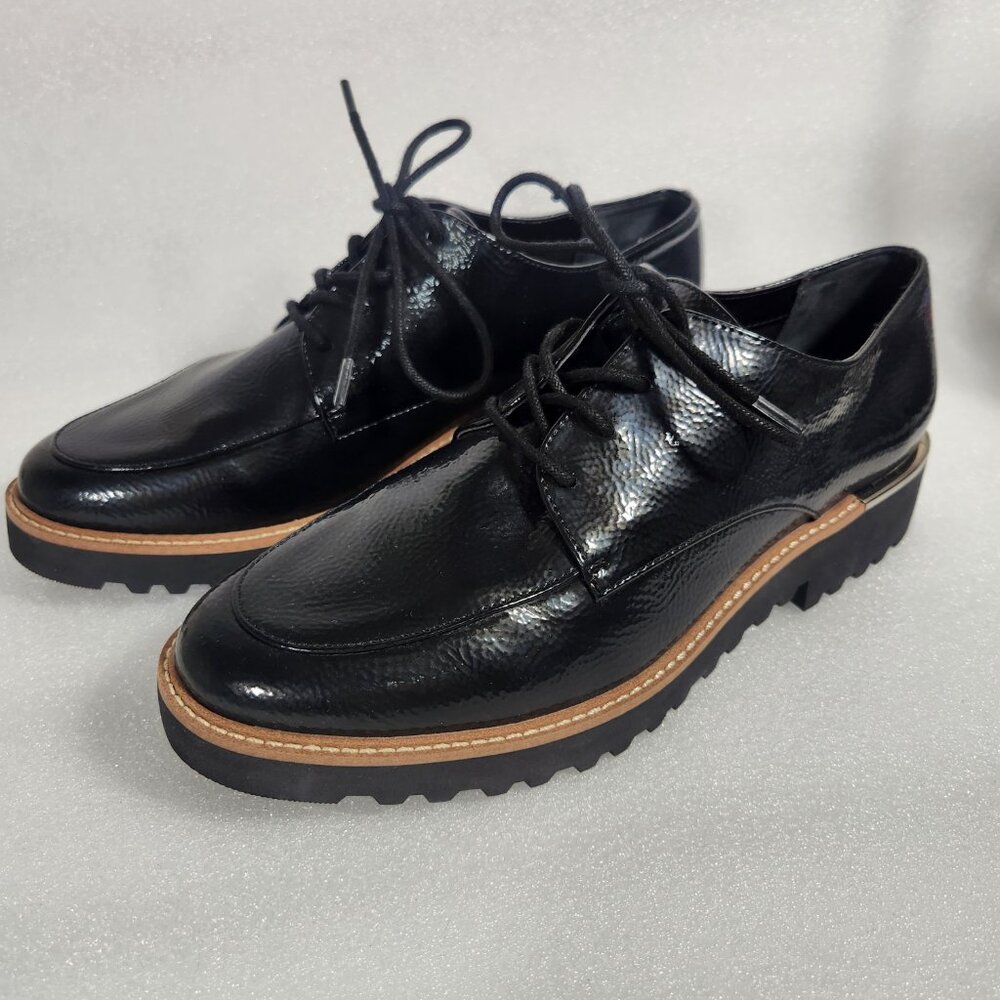FRANCO SARTO Charles Pebbled Patent Lace-Up Loafers Size 7.5M